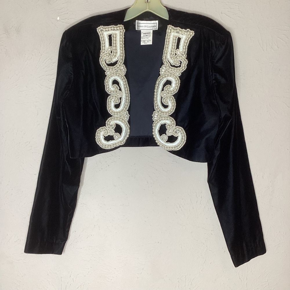 VINTAGE Elegance!  Scott McClintock Black Bolero with AMAZING Pearls